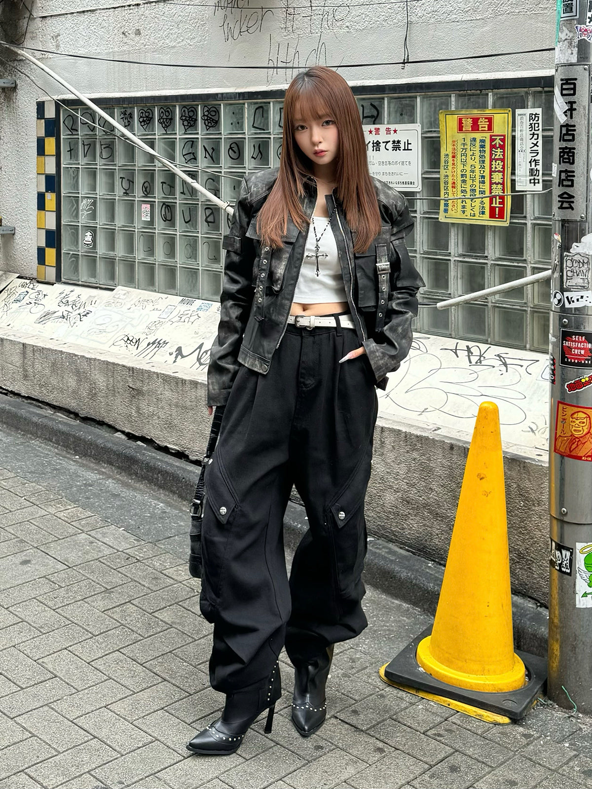 ミリタリーレザータッチジャケット