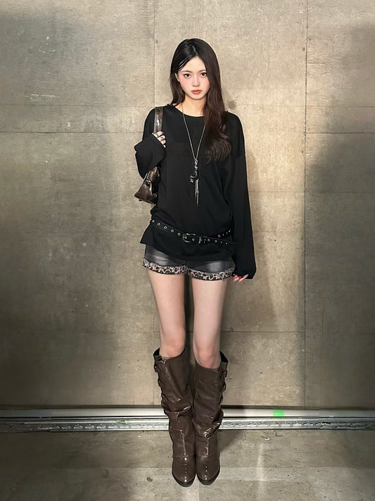 レースクロスロングスリーブTシャツ