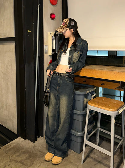 Cropped jacket denim set