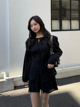 Chiffon blouse setup - Black