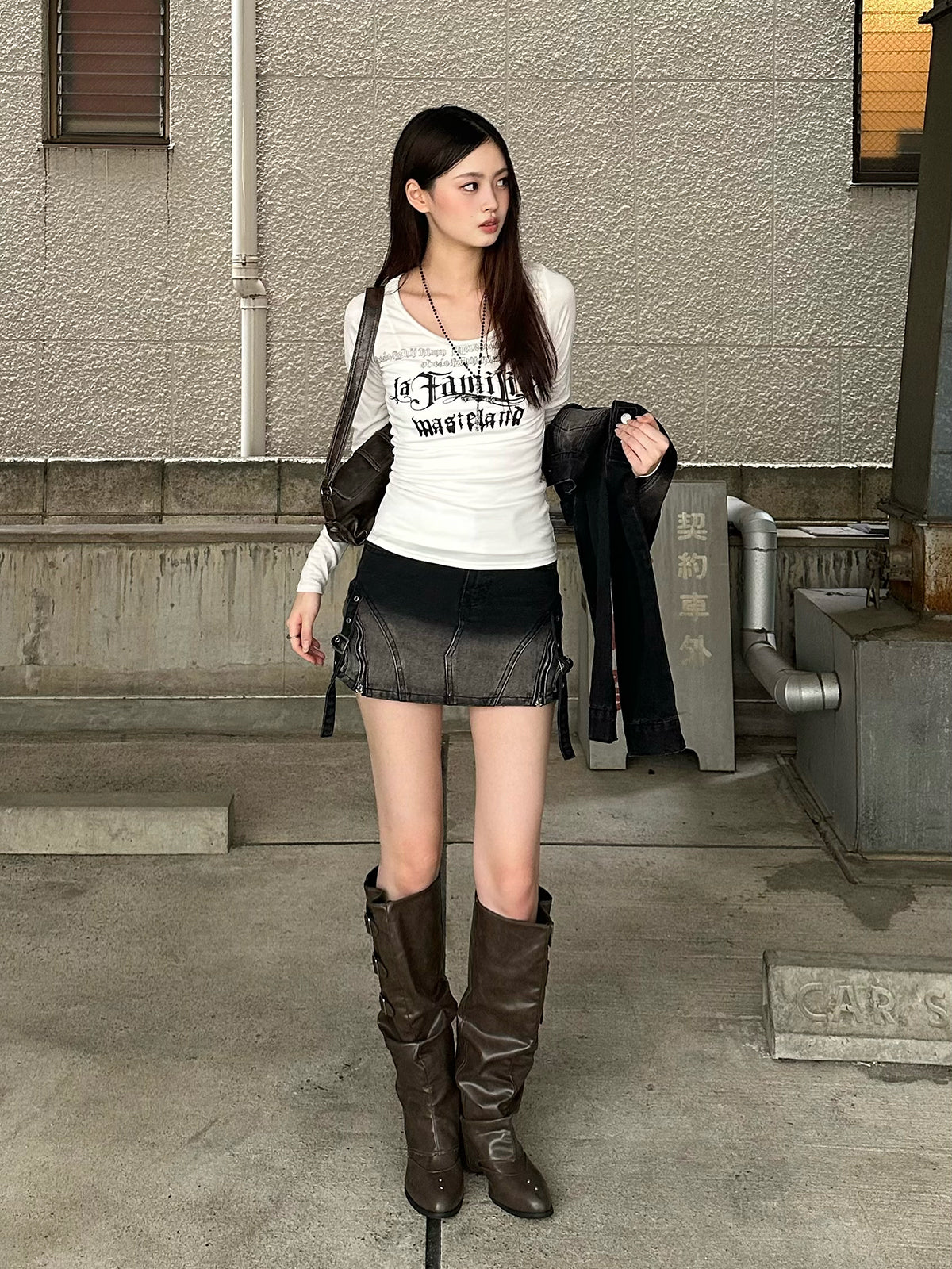 グラデウォッシュデニムミニスカート