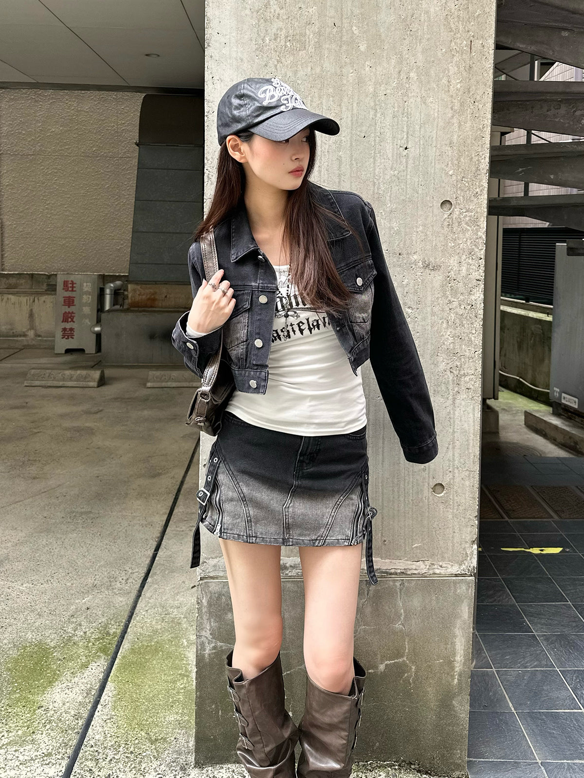 グラデウォッシュデニムミニスカート