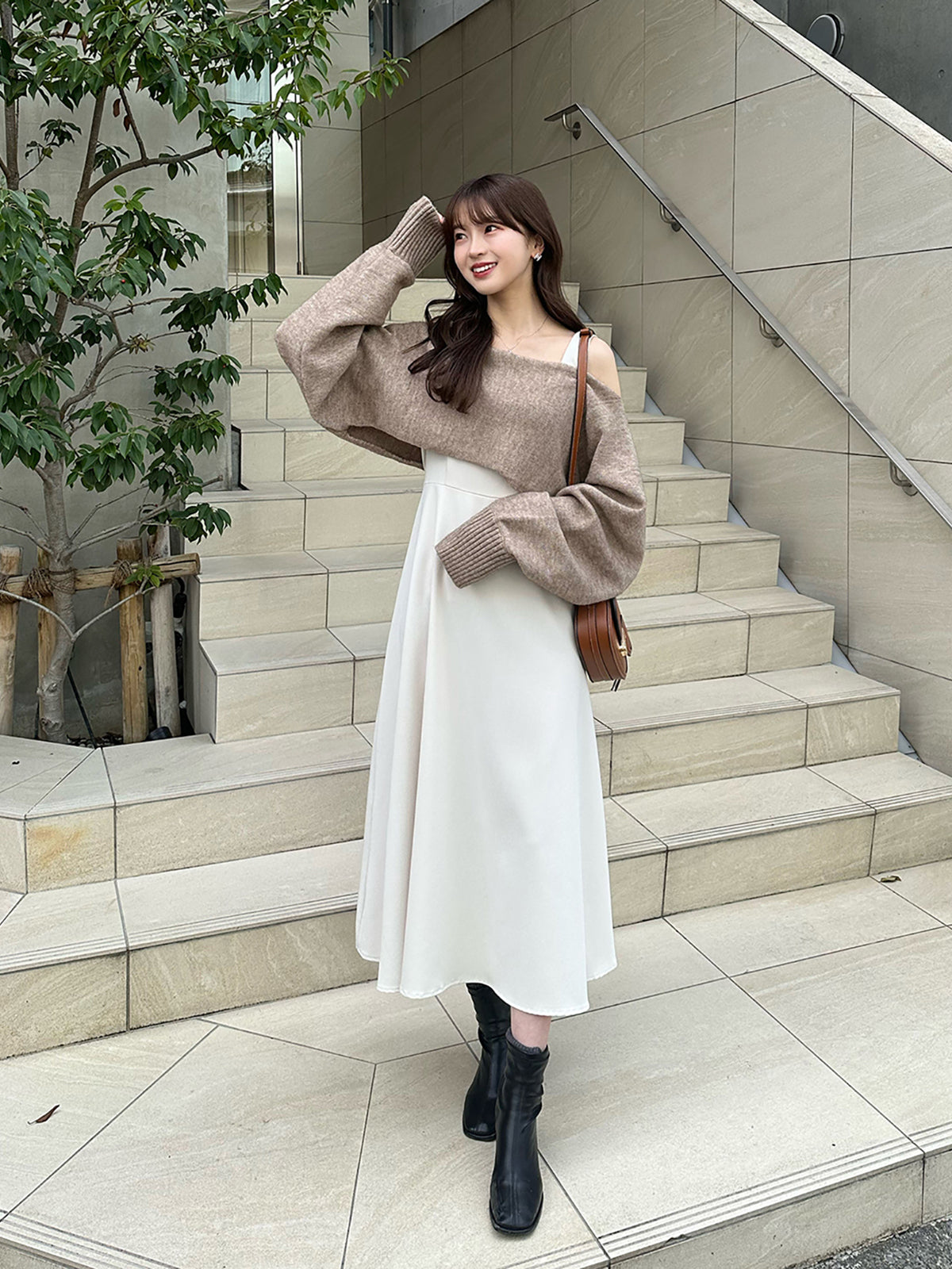 Flared dress knit set