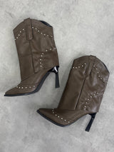 ウエスタンカバーミドルブーツ - ブラウン