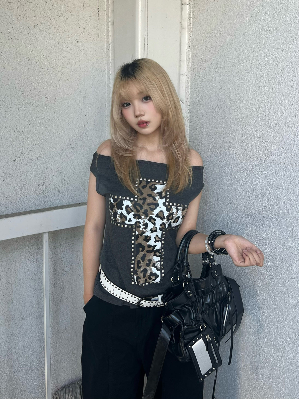 レオパードクロスカットソー