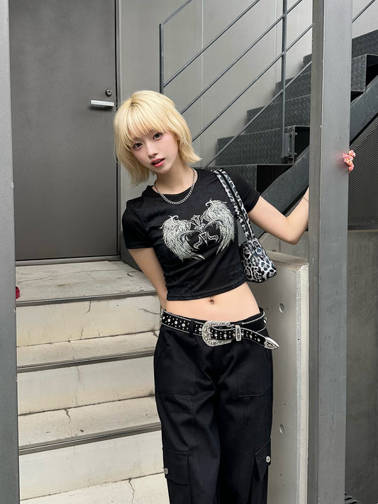 クロップドフェザーTシャツ