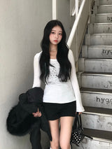 フラッグデザインロングスリーブTシャツ - ホワイト