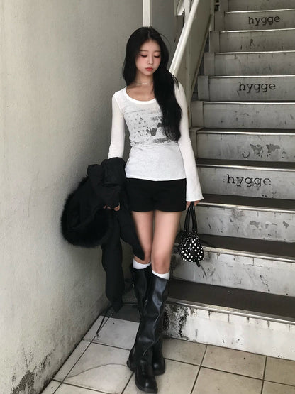 フラッグデザインロングスリーブTシャツ