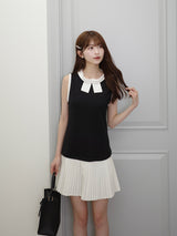 ノースリーブドッキングミニワンピース - ブラック