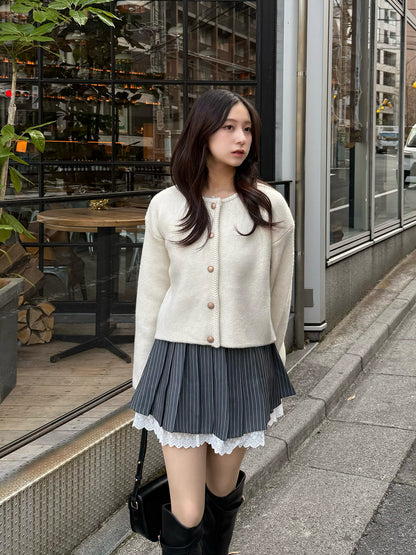 라운드넥 버튼 가디건