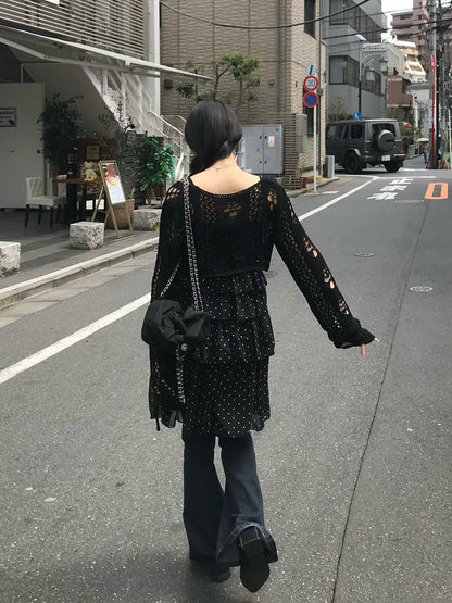 雪紡點點層疊吊帶連衣裙
