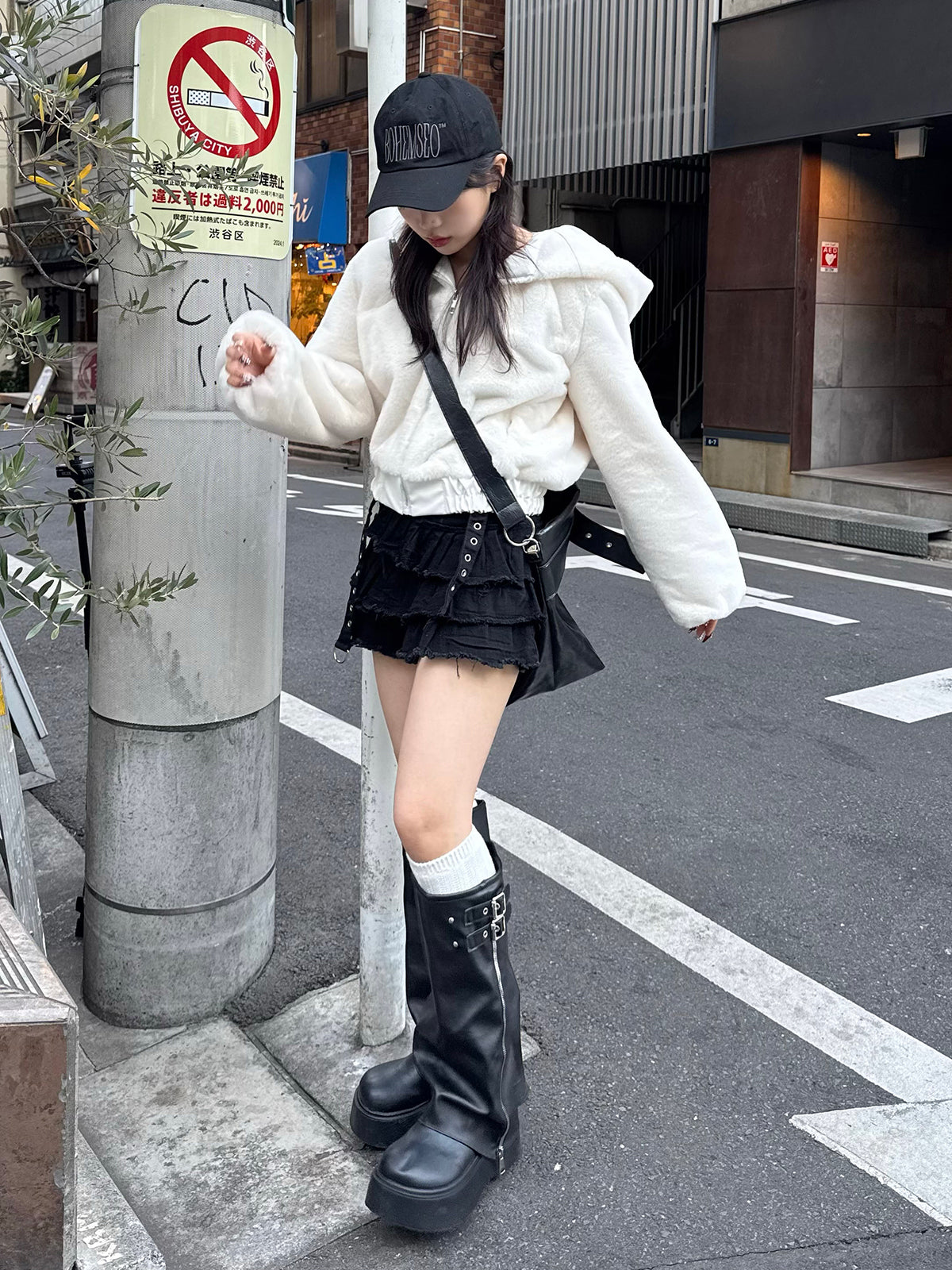 プリーツヘムフリルミニスカート