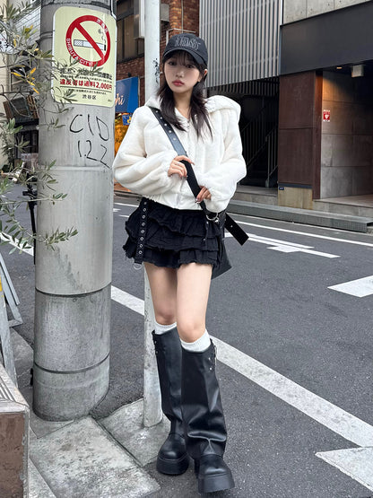 プリーツヘムフリルミニスカート