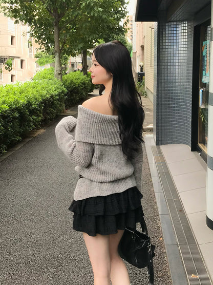 ミックスヤーンオフショルニット