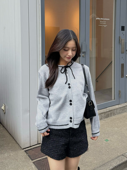 Front Ribbon Knit Cardigan