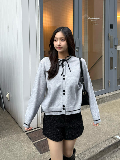 Front Ribbon Knit Cardigan