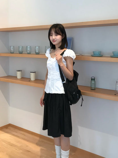 ストライプシャーリングフリルブラウス