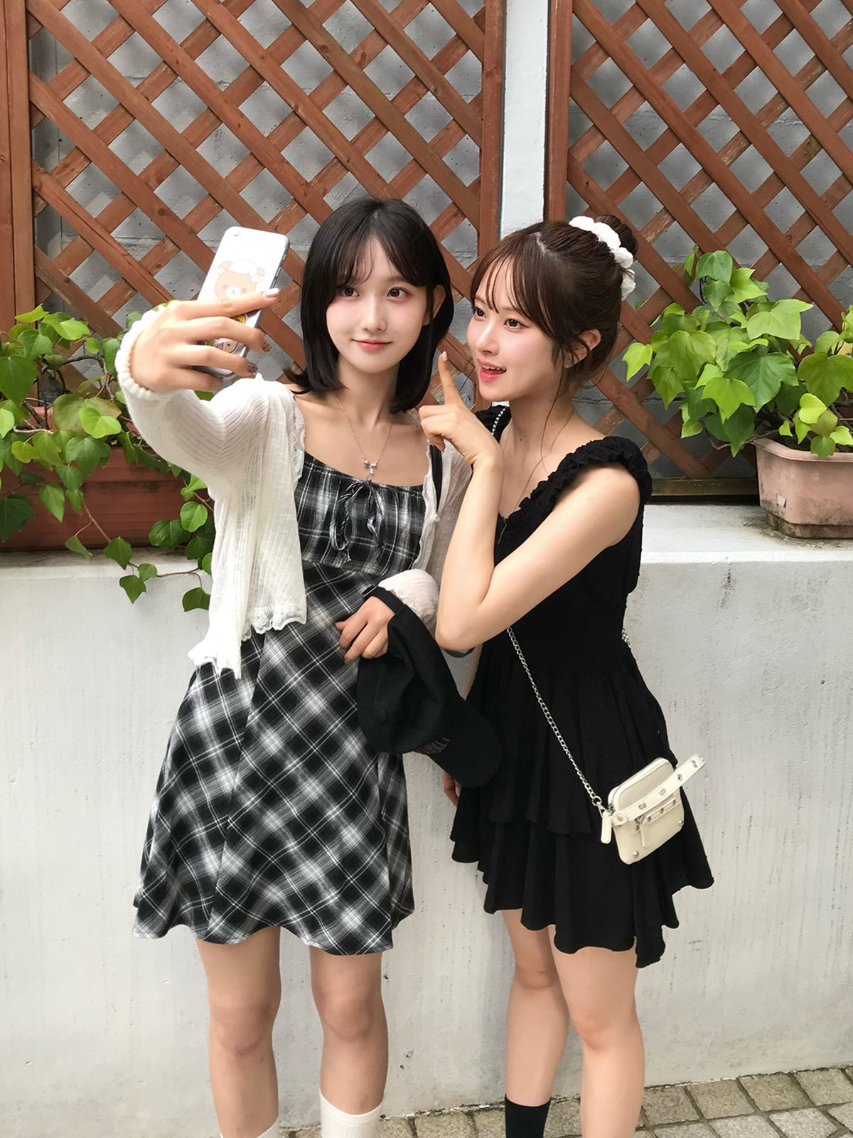 ティアードフリルドットミニワンピース