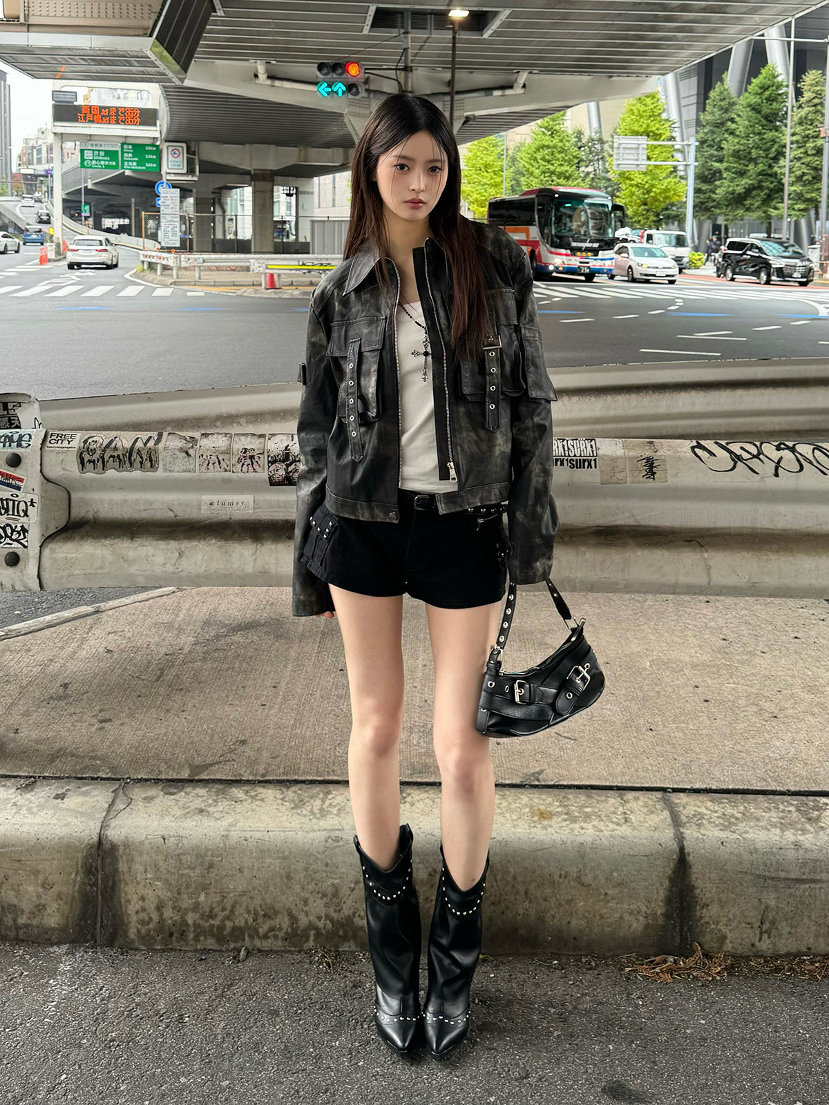 ミリタリーレザータッチジャケット