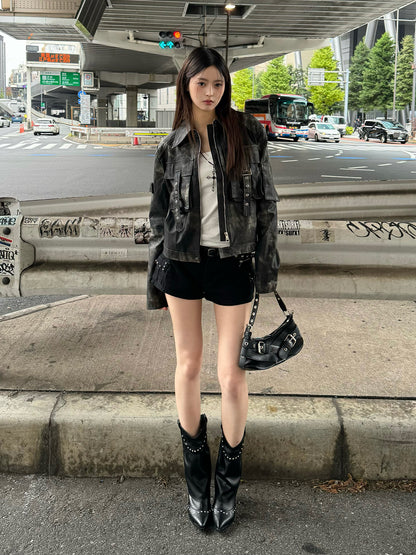 ミリタリーレザータッチジャケット