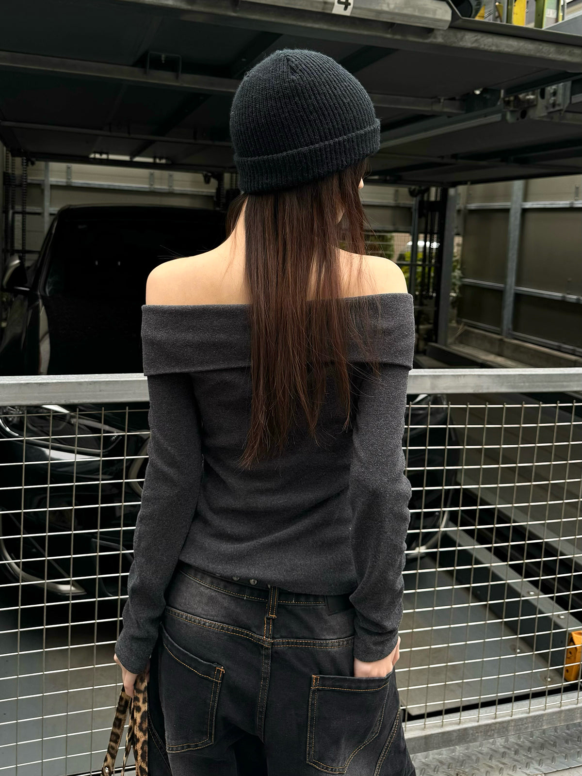 ソフトフリースオフショルカットソー