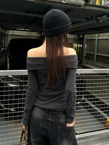 ソフトフリースオフショルカットソー