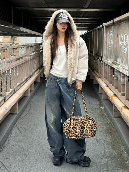 ボリュームファータッチフーディーブルゾン