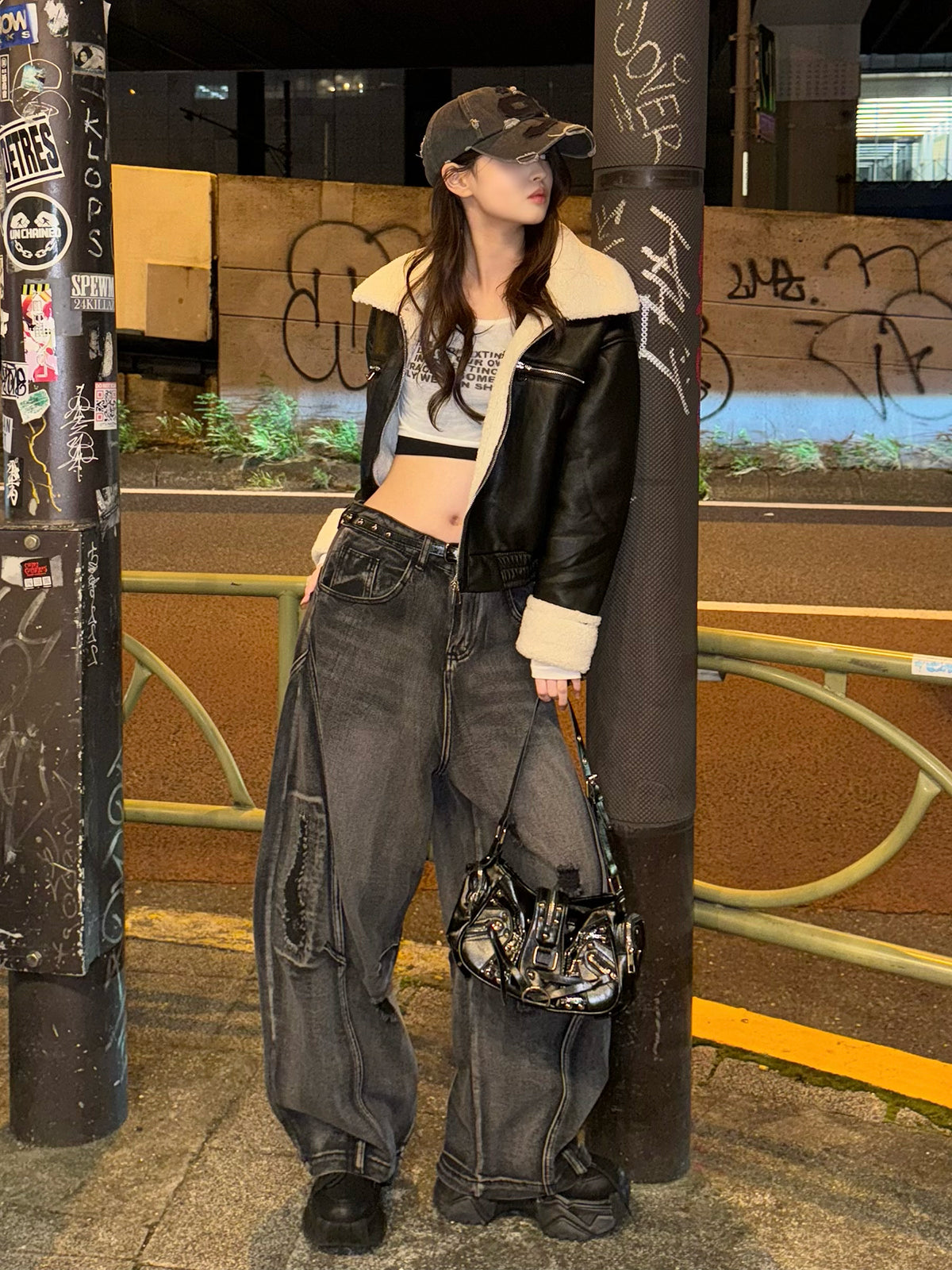 レザータッチボアジャケット