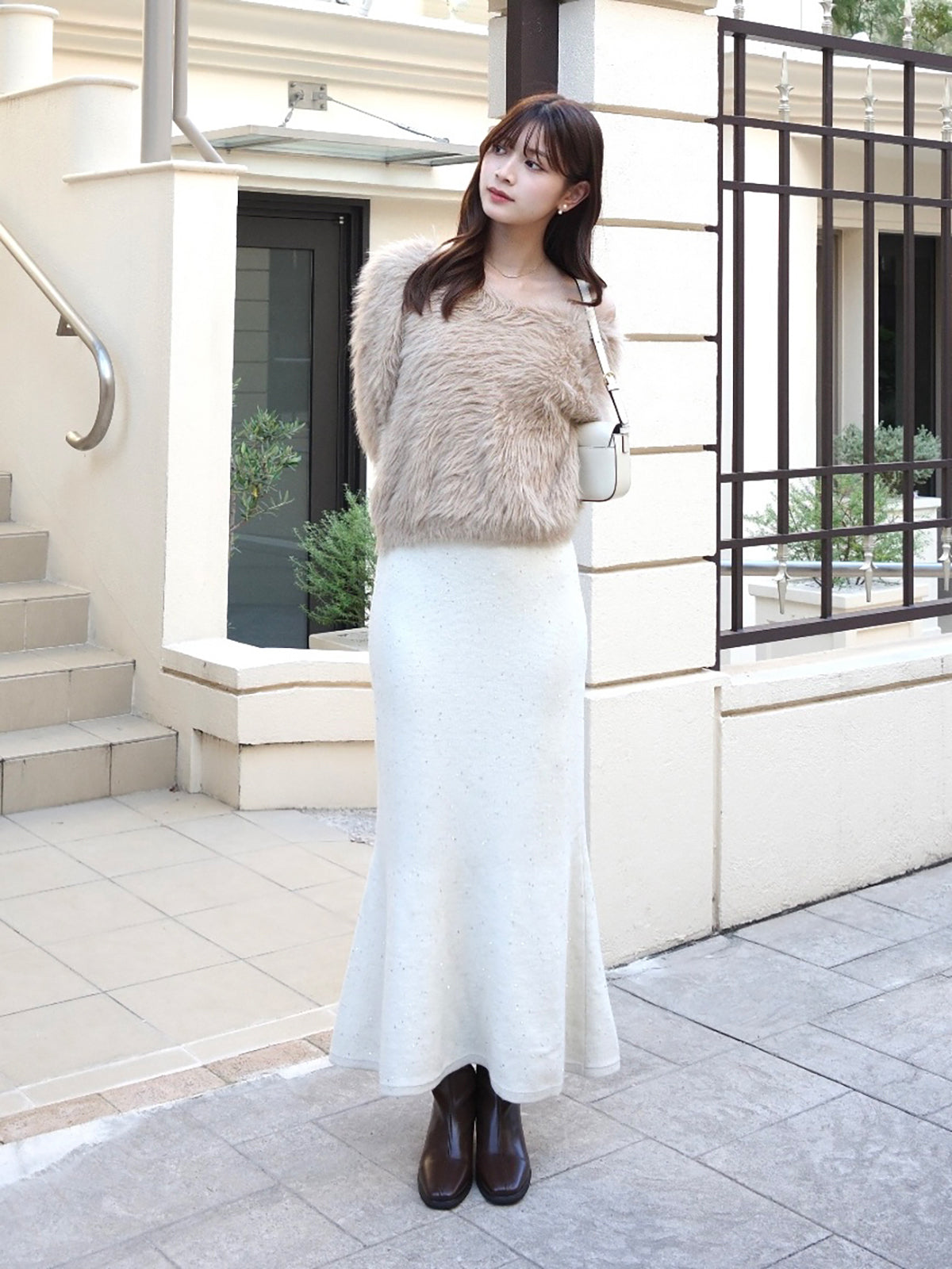 ラメスパンコールマーメイドニットスカート