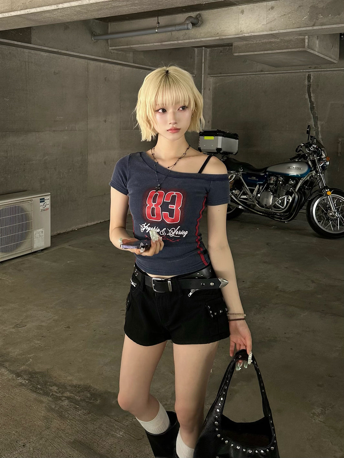 ナンバーロゴワンショルTシャツ