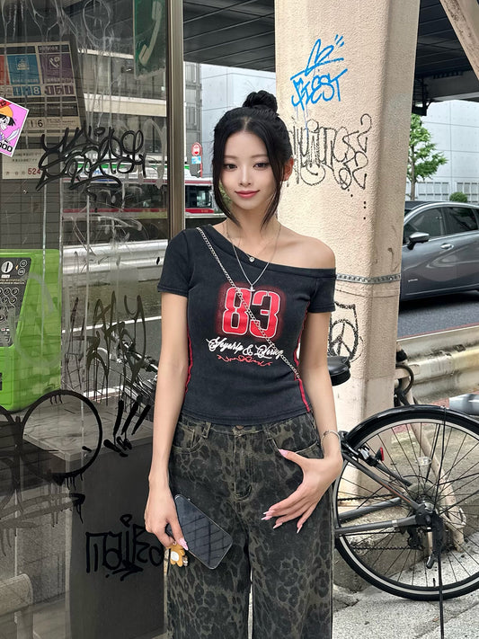 ナンバーロゴワンショルTシャツ