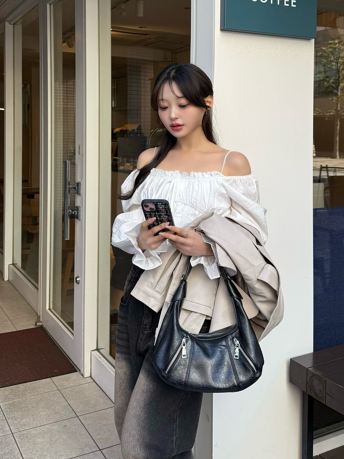 캔디 슬리브 프릴 블라우스