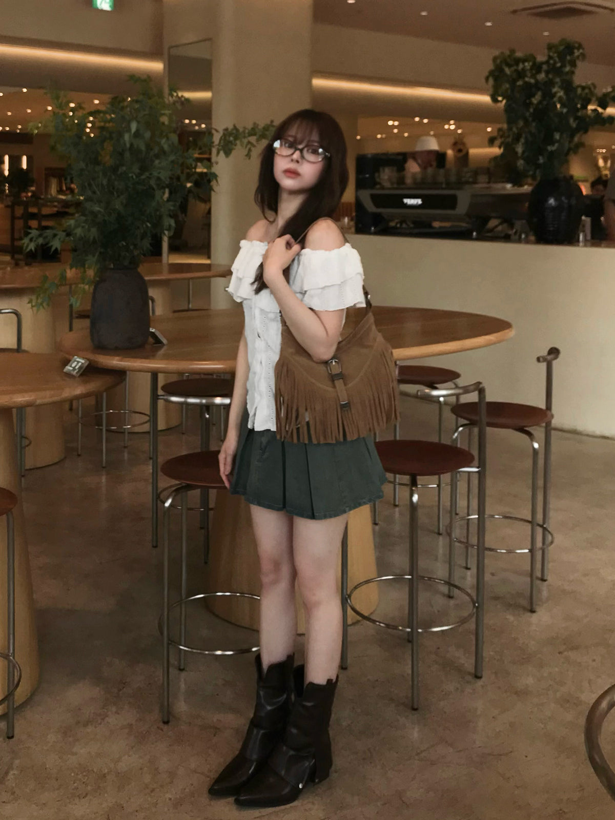 ベルトセットプリーツデニムミニスカート