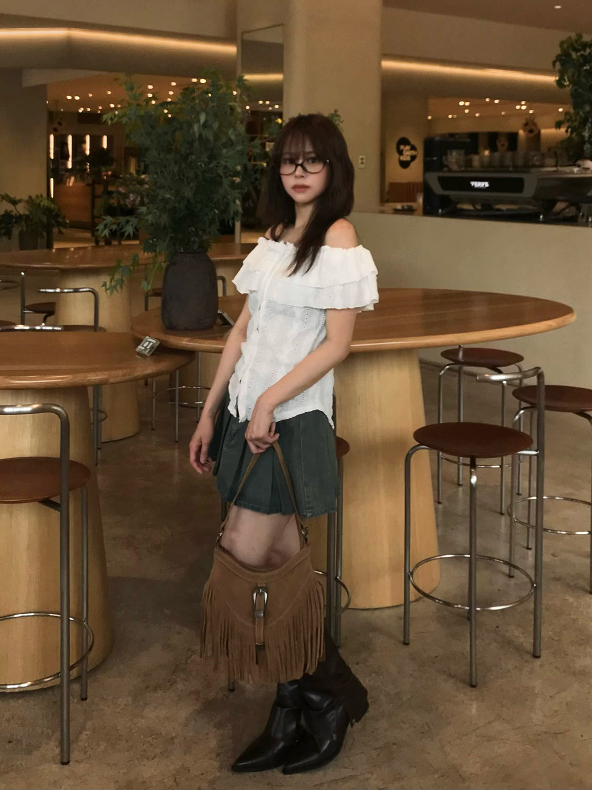 ベルトセットプリーツデニムミニスカート
