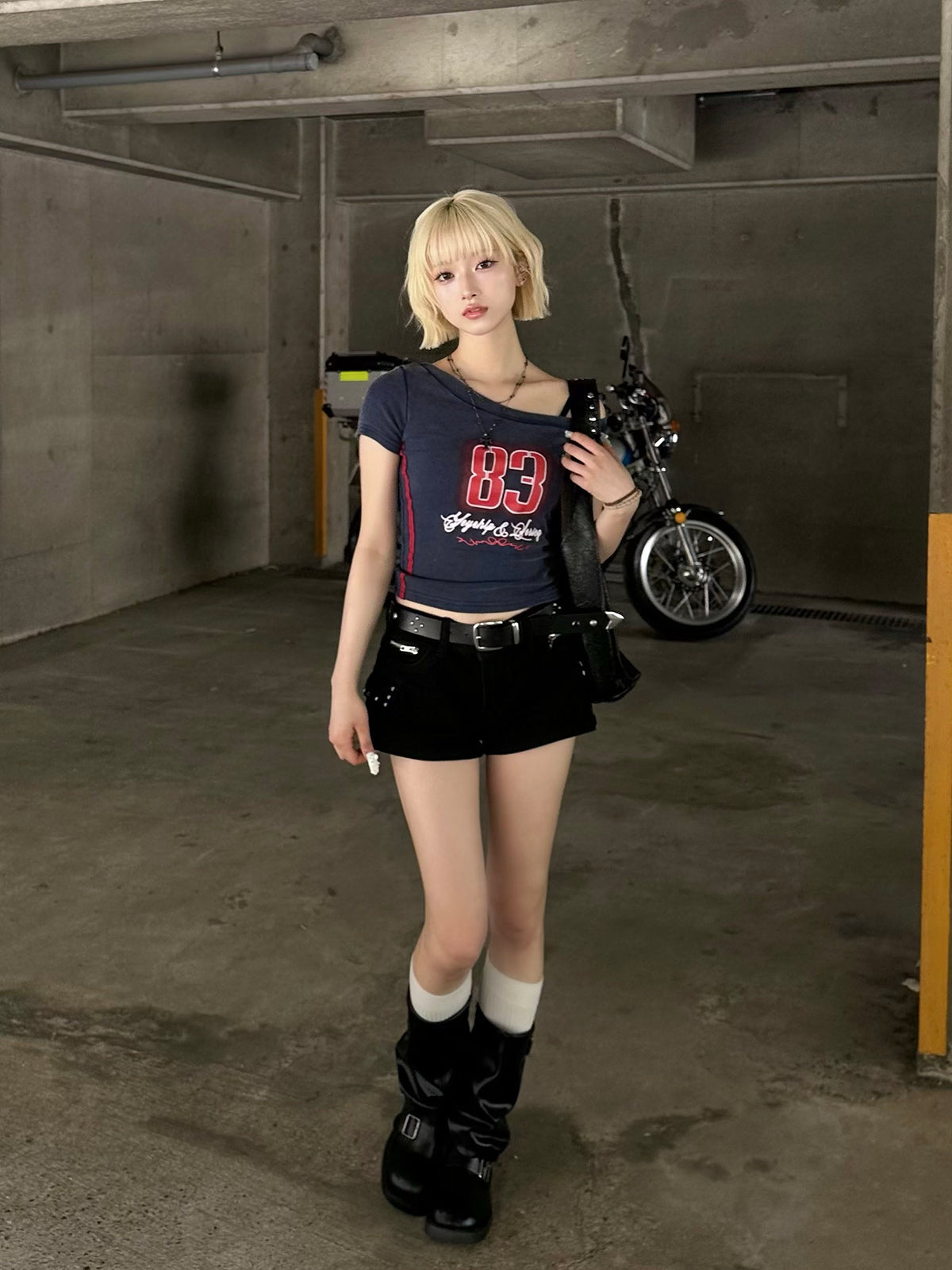 ナンバーロゴワンショルTシャツ