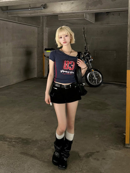 ナンバーロゴワンショルTシャツ