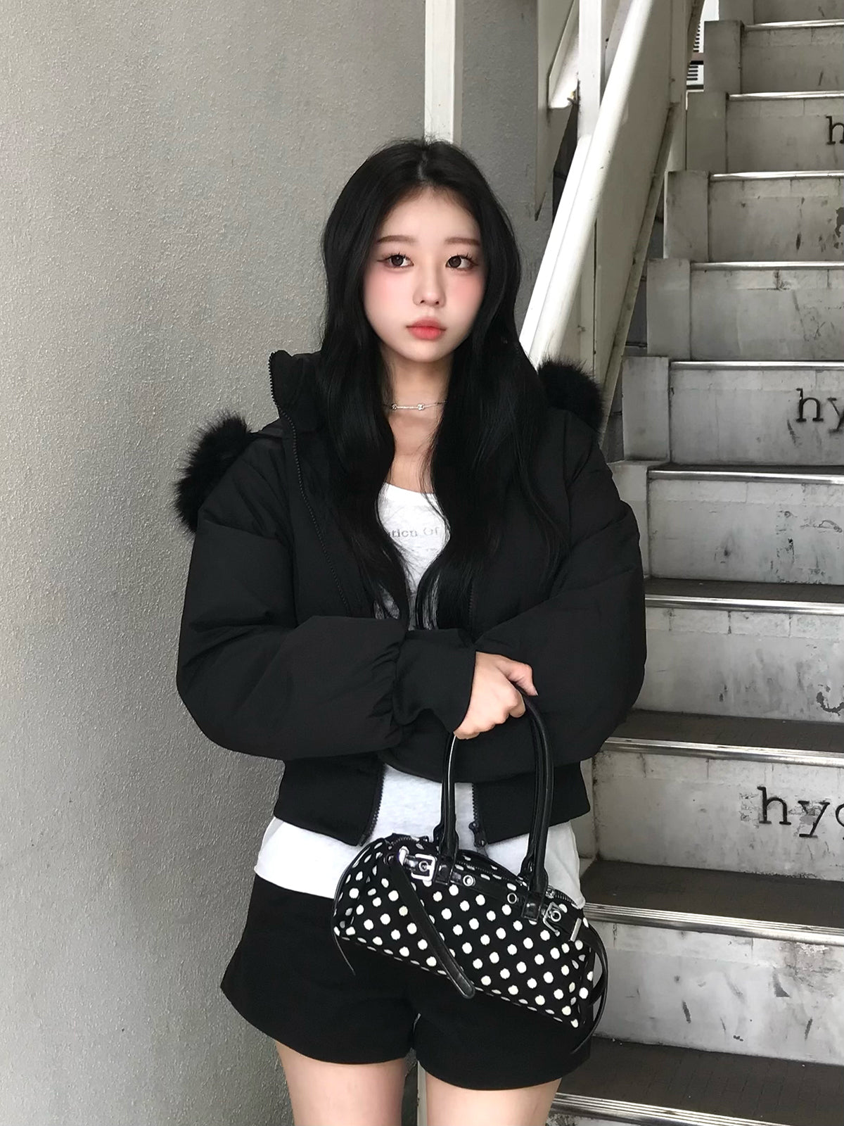 ダブルジップファータッチパデッドブルゾン