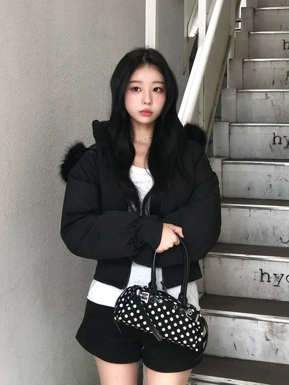 ダブルジップファータッチパデッドブルゾン