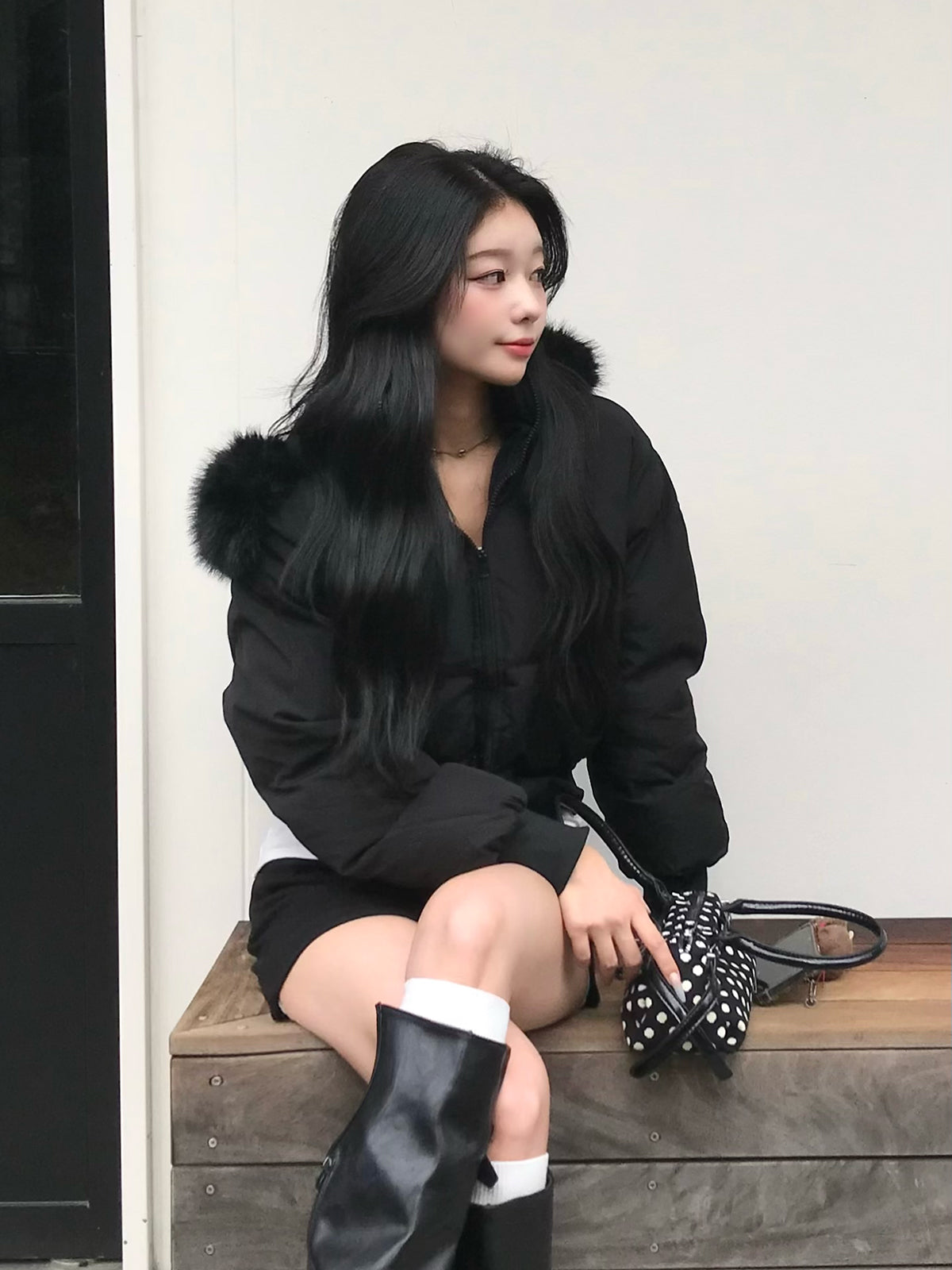 ダブルジップファータッチパデッドブルゾン