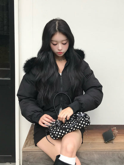 ダブルジップファータッチパデッドブルゾン