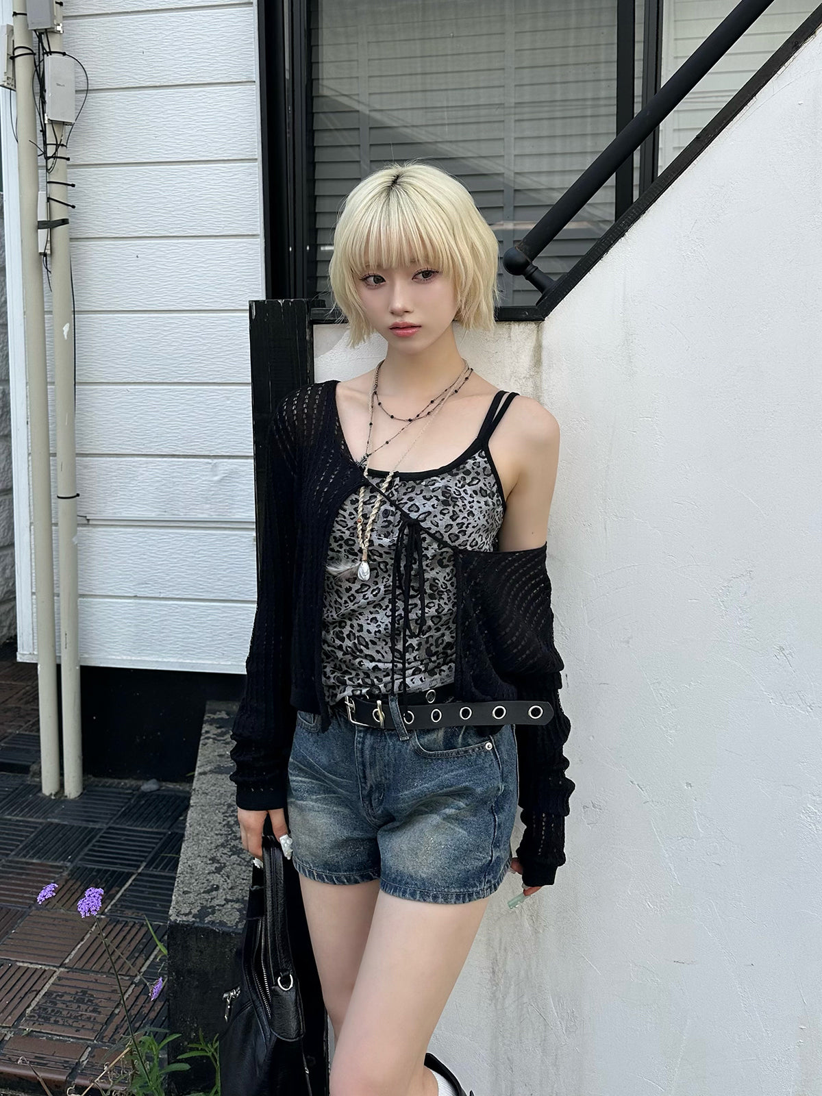グリッターデニムショートパンツ