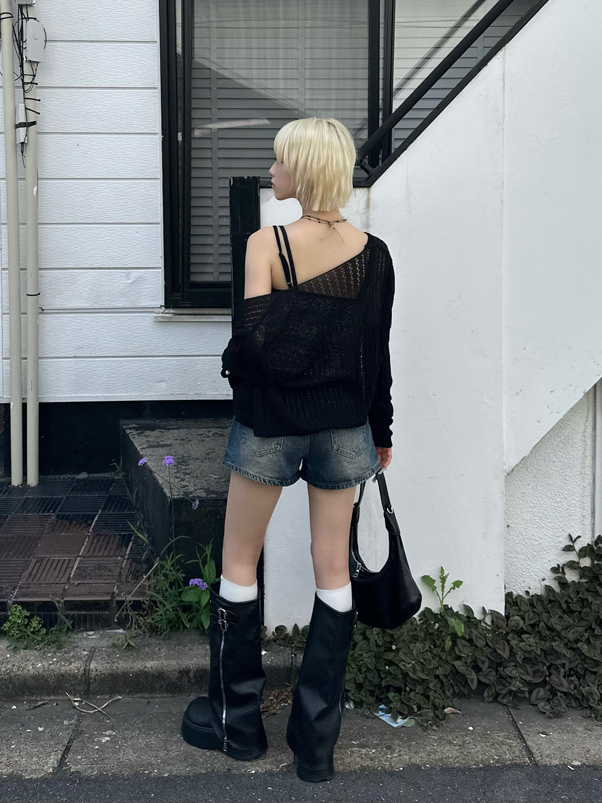グリッターデニムショートパンツ