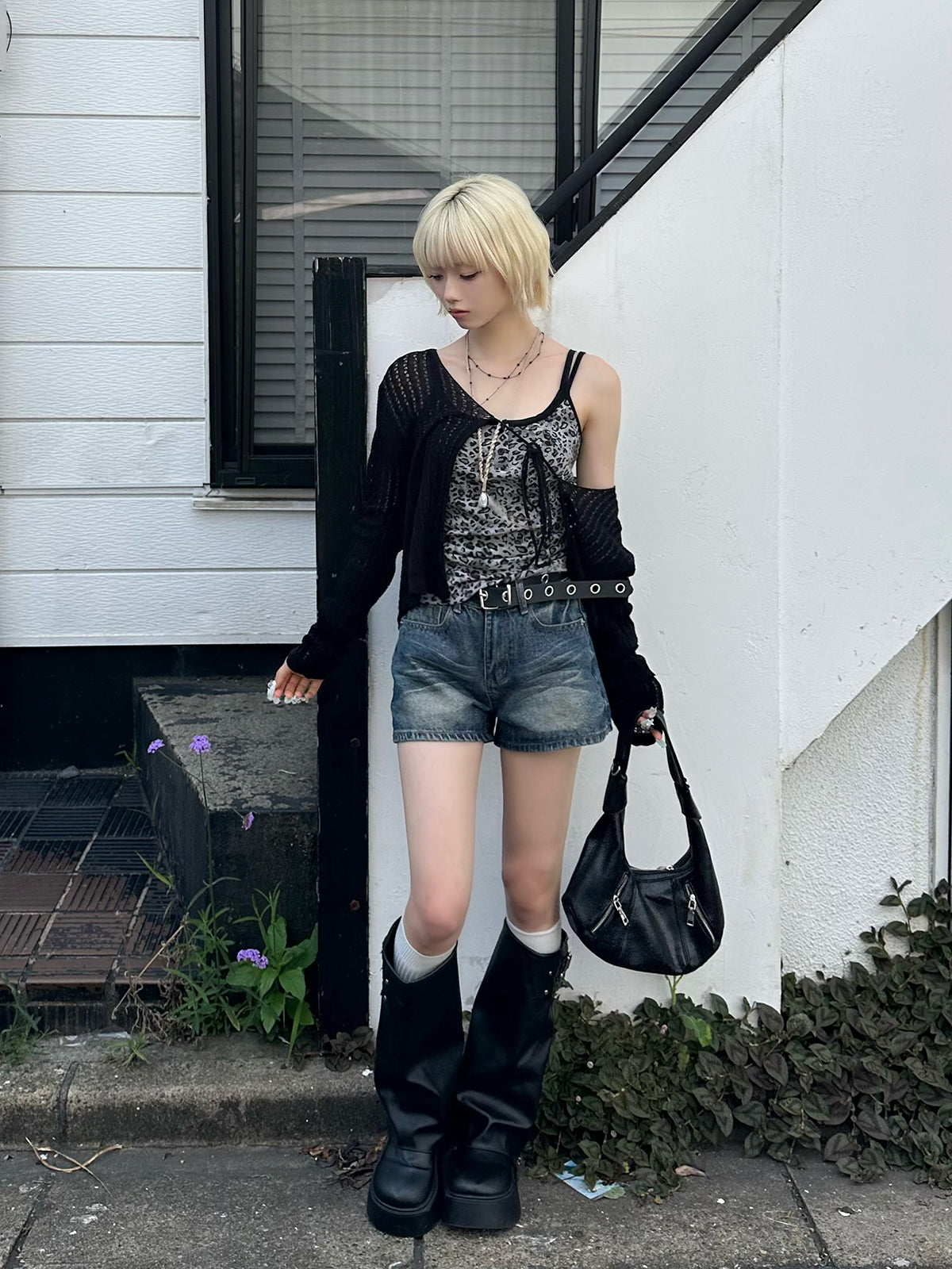グリッターデニムショートパンツ