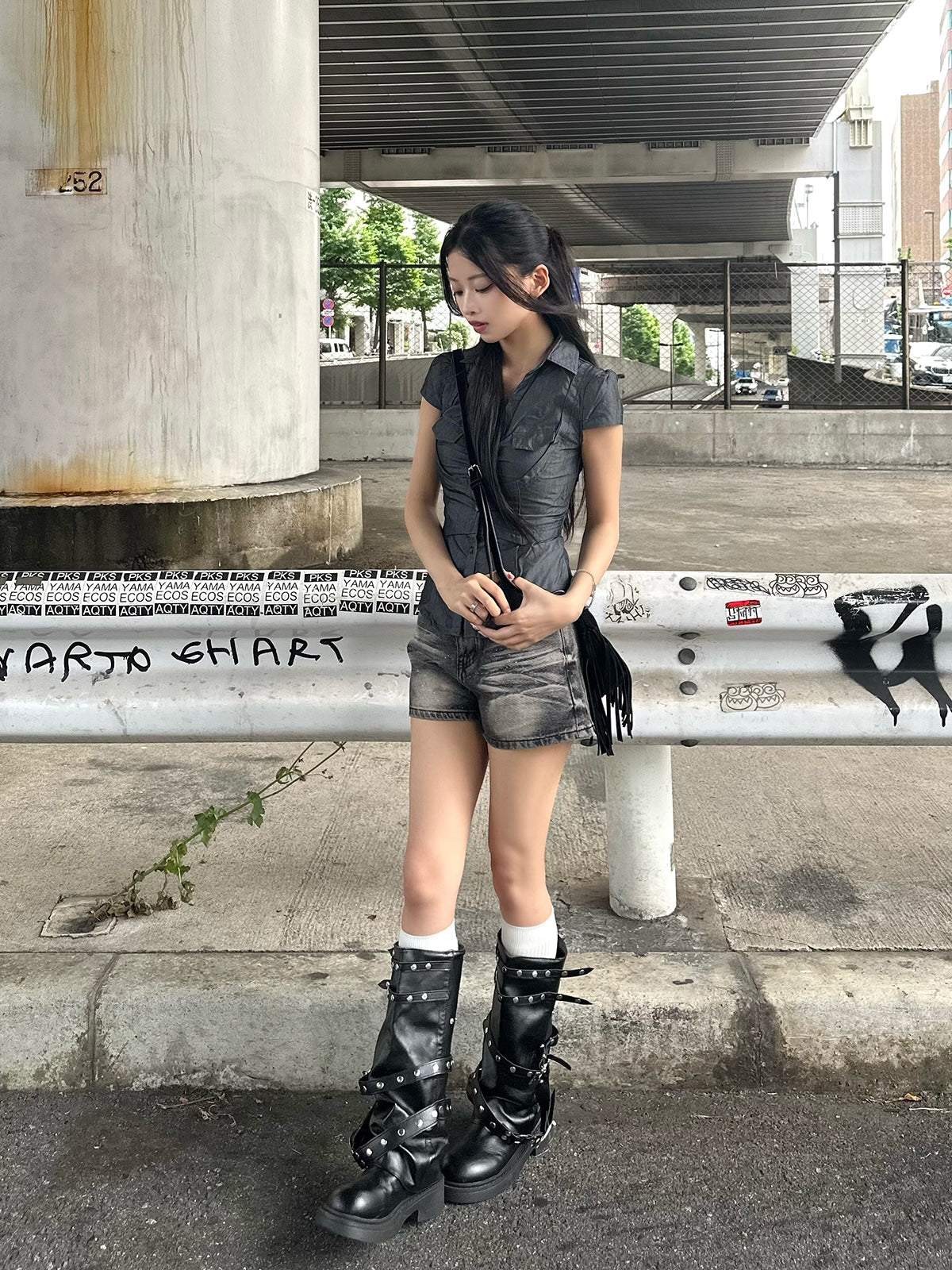 グリッターデニムショートパンツ