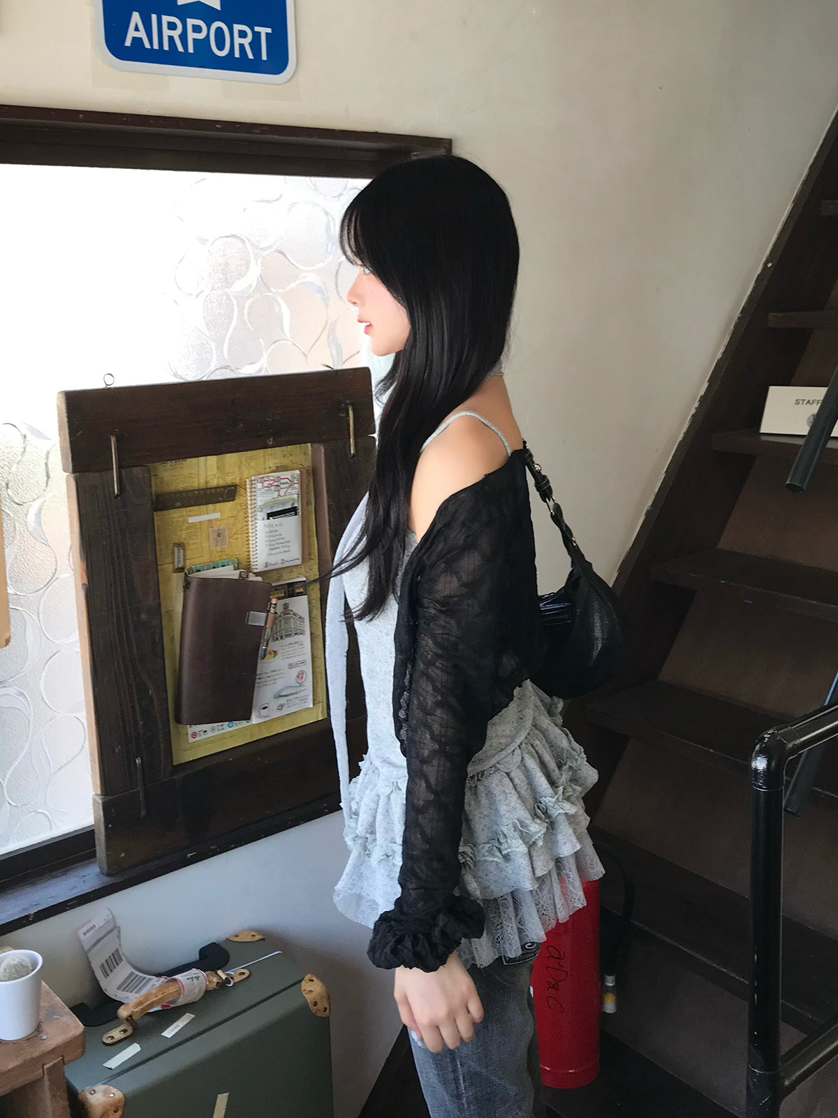 レースフリルタイキャミチュニック