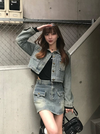 呢料设计牛仔套装