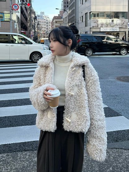 Poodle fur touch duffle coat