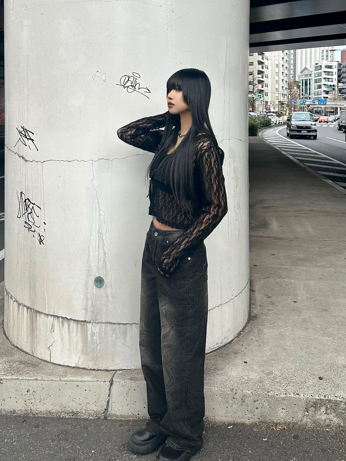 Lace cami cardigan set