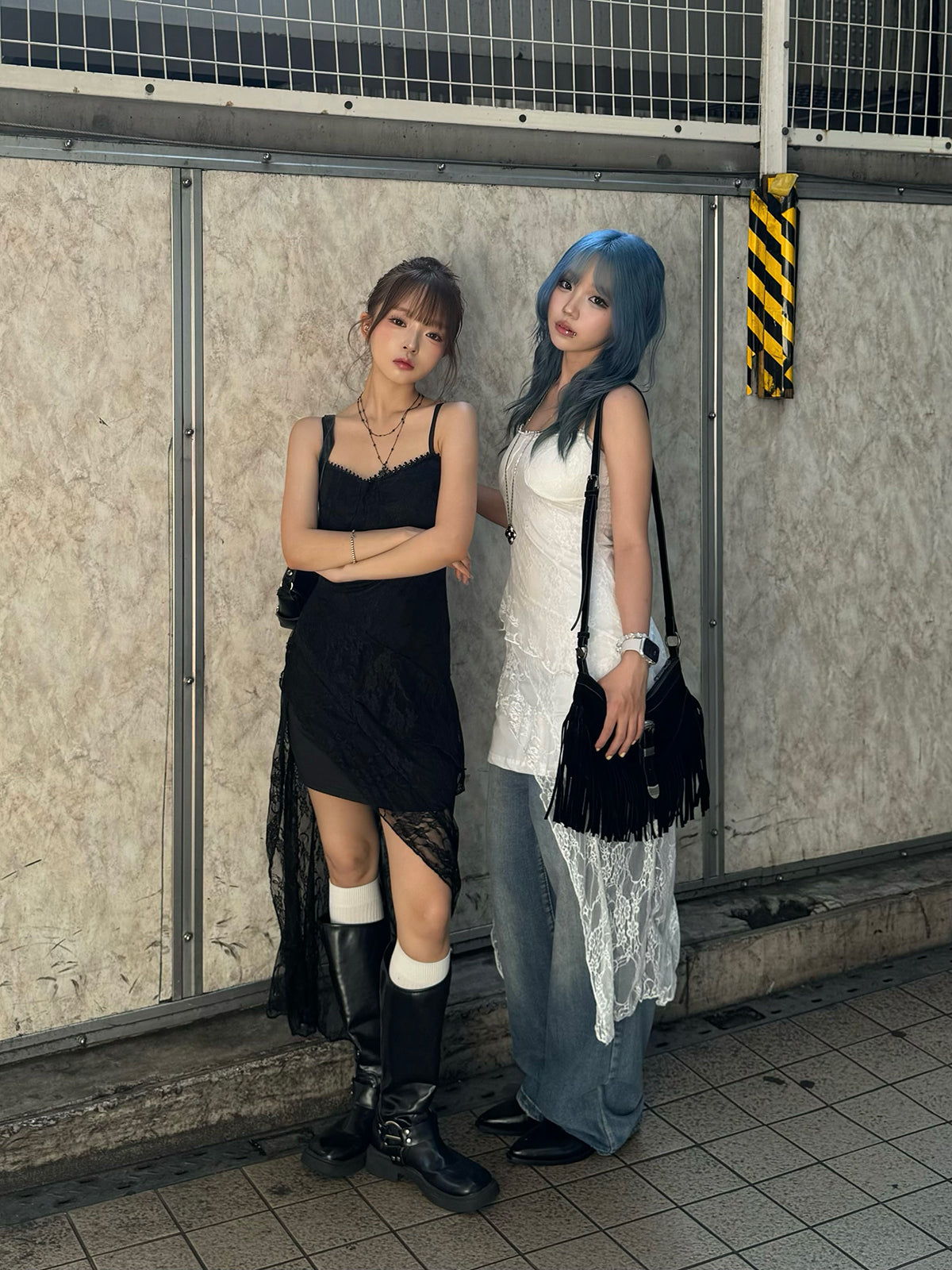 シアーレースアシメキャミワンピース