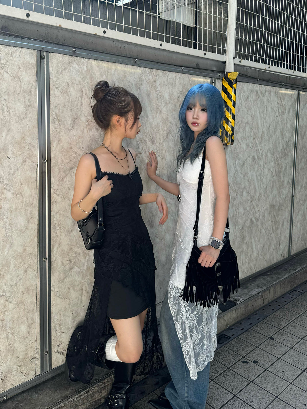 シアーレースアシメキャミワンピース